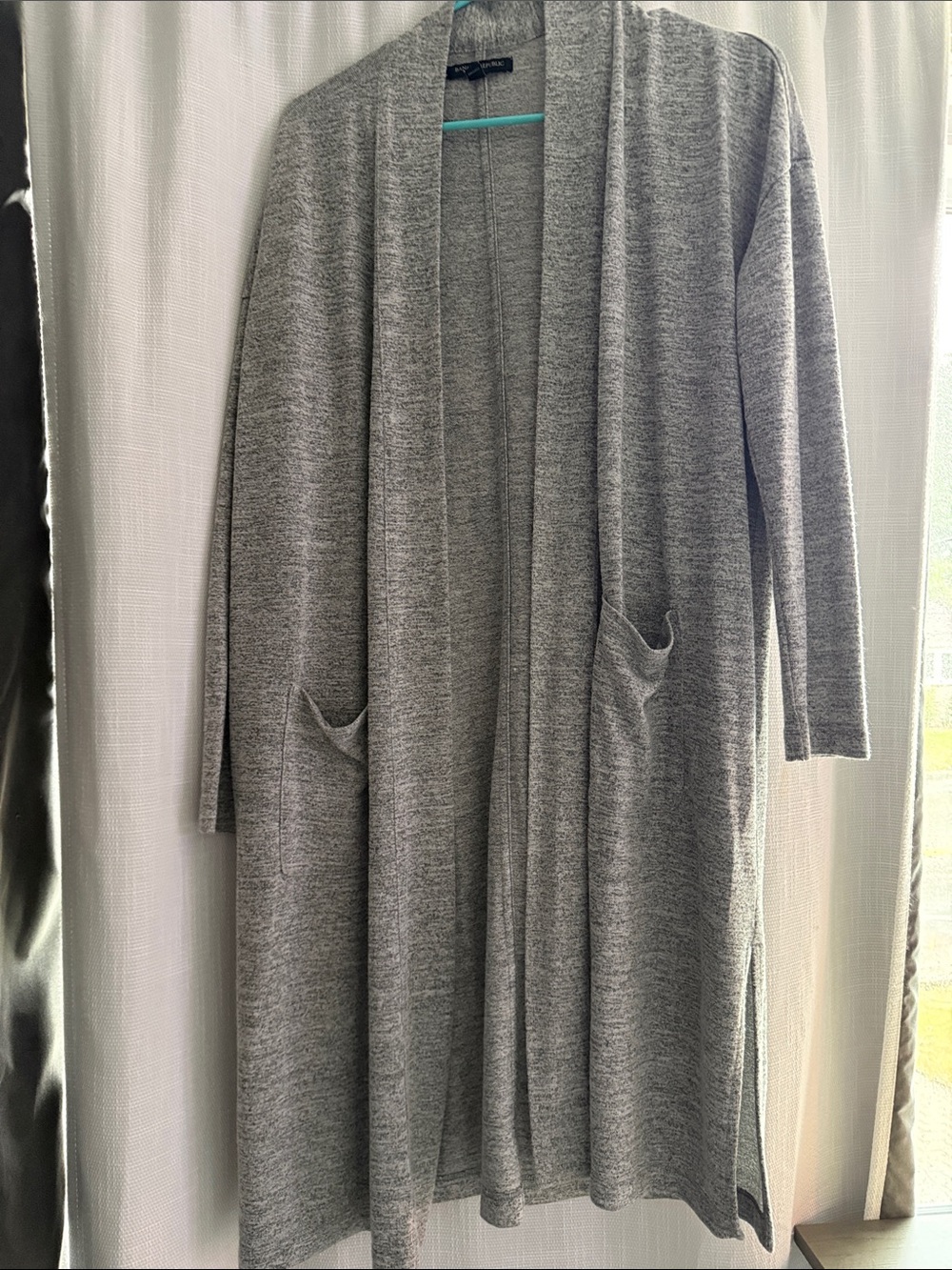 Banana Republic Light Grey Long Open-Front Cardigan